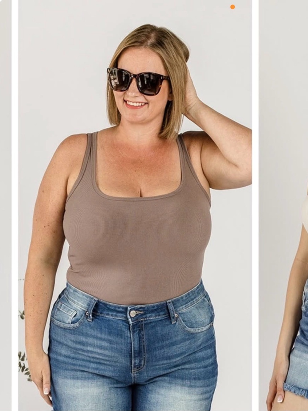 Simple Square Neck Ribbed Tank (NWT) 🍒Mocha, Size Small